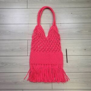 Neon Pink Crochet Purse